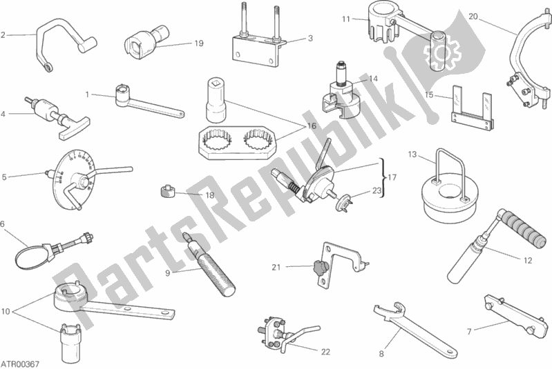 All parts for the Workshop Service Tools (engine) of the Ducati Supersport Thailand 950 2018